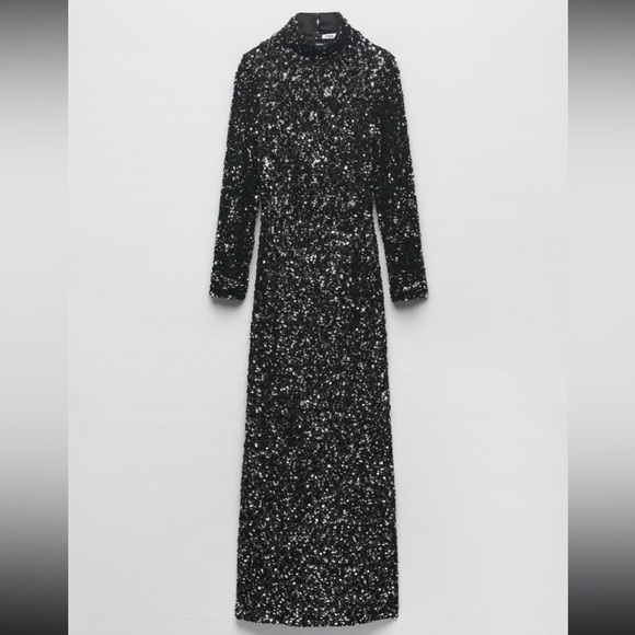 Zara Open Back Sequin Knit Dress Limited Edition NWT - Picture 5 of 15